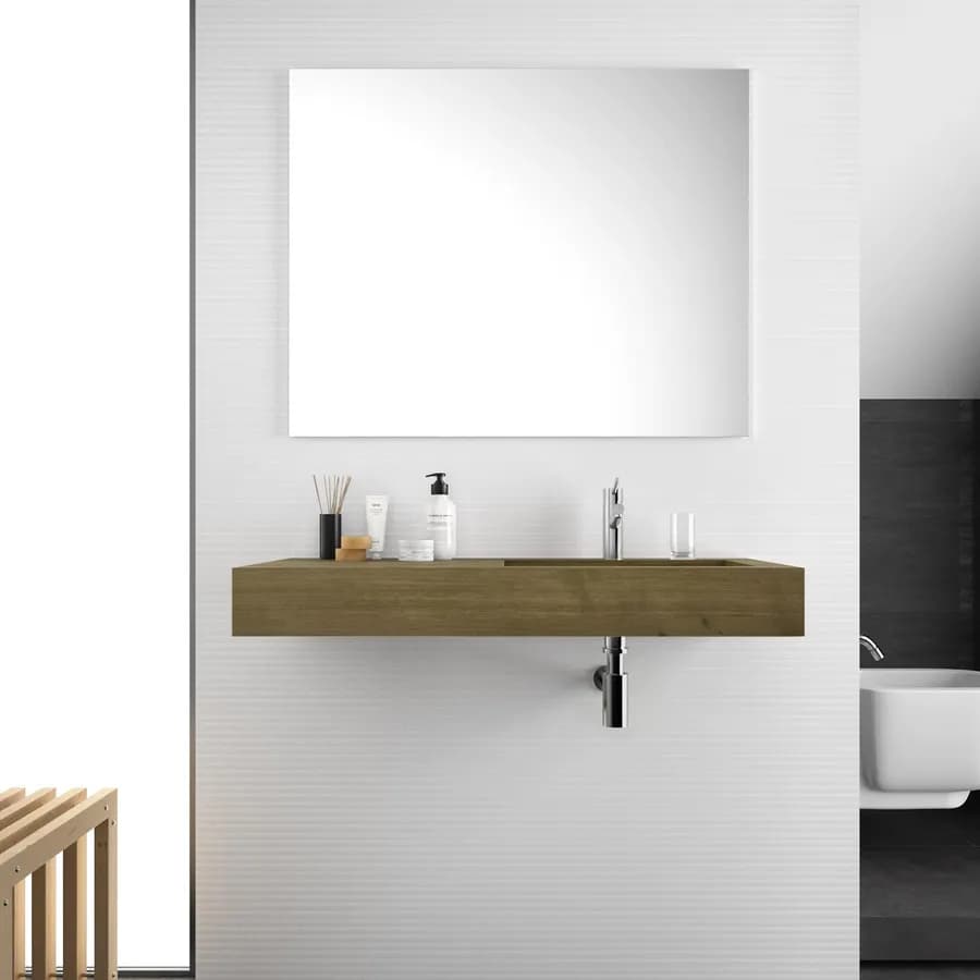 Lavabo bagno sospeso top da 100 cm rovere boemo con vasca integrata destra - Jalama