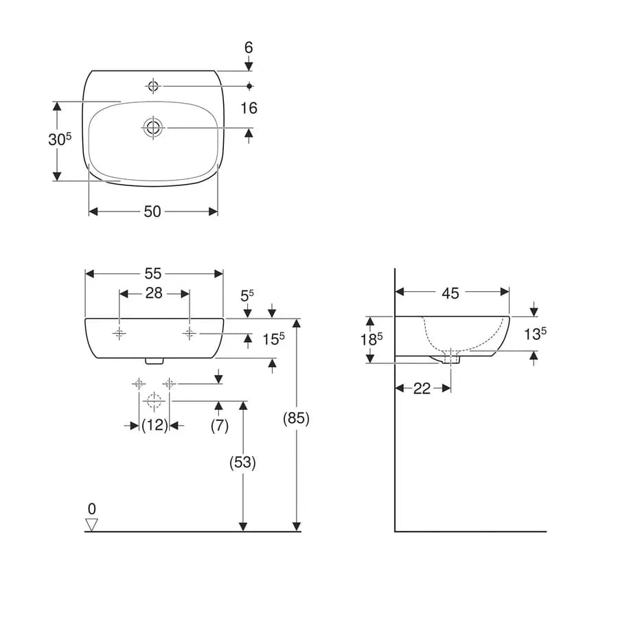 Lavabo con colonna 55 cm ceramica Serie Fantasia - Geberit