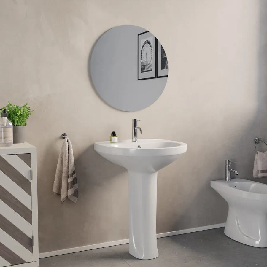 Lavabo con colonna 58 cm in ceramica bianco - Malay