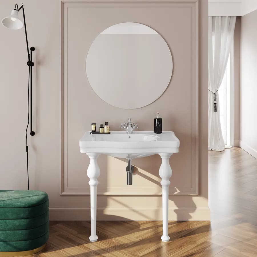 Lavabo-consolle da appoggio 84,5x57,5 cm in ceramica bianco alpino - Fanit