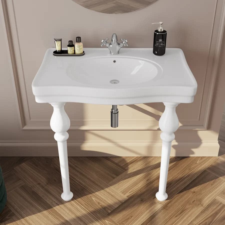 Lavabo-consolle da appoggio 84,5x57,5 cm in ceramica bianco alpino - Fanit