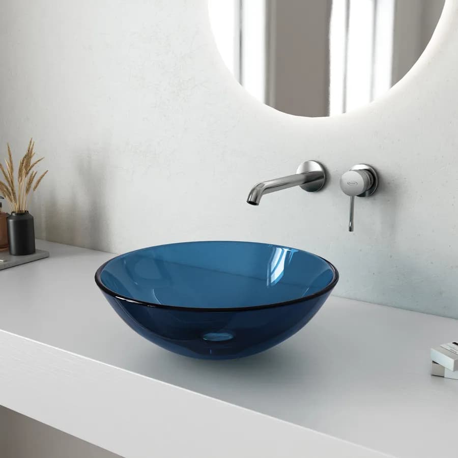 Lavabo da appoggio Ø 39 cm in vetro blu - Esme