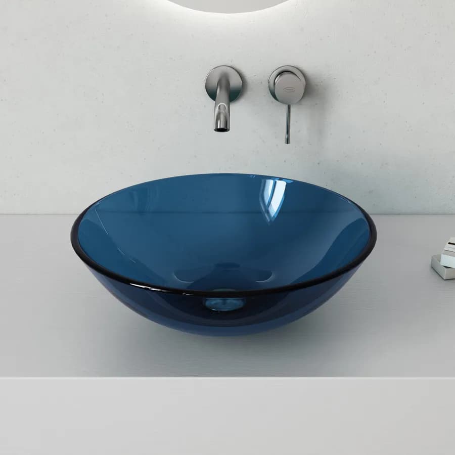 Lavabo da appoggio Ø 39 cm in vetro blu - Esme