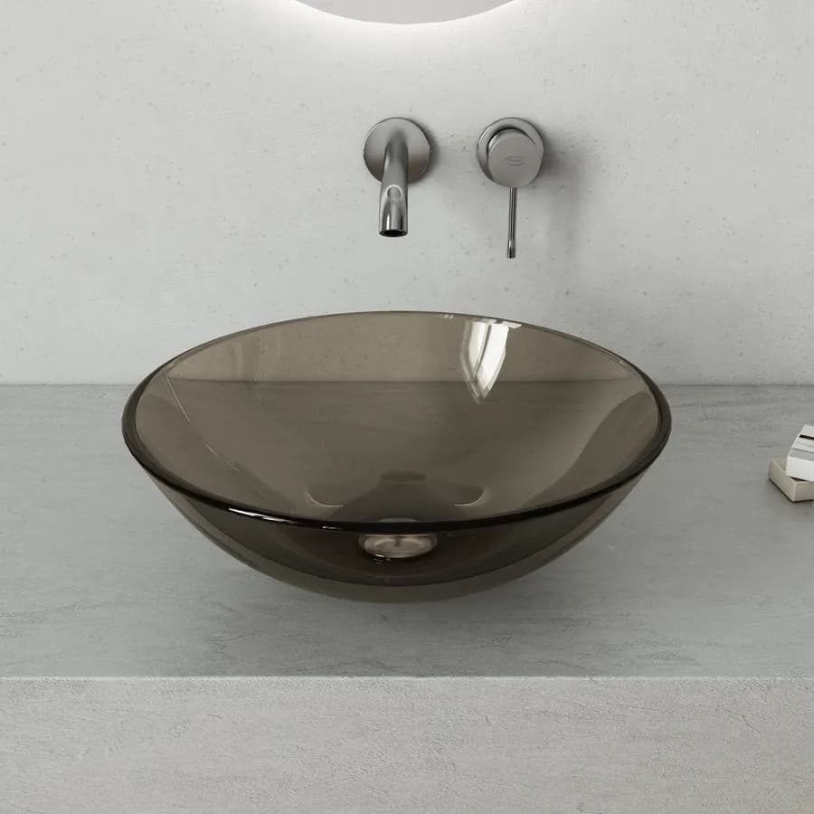 Lavabo da appoggio Ø 39 cm in vetro marrone - Esme