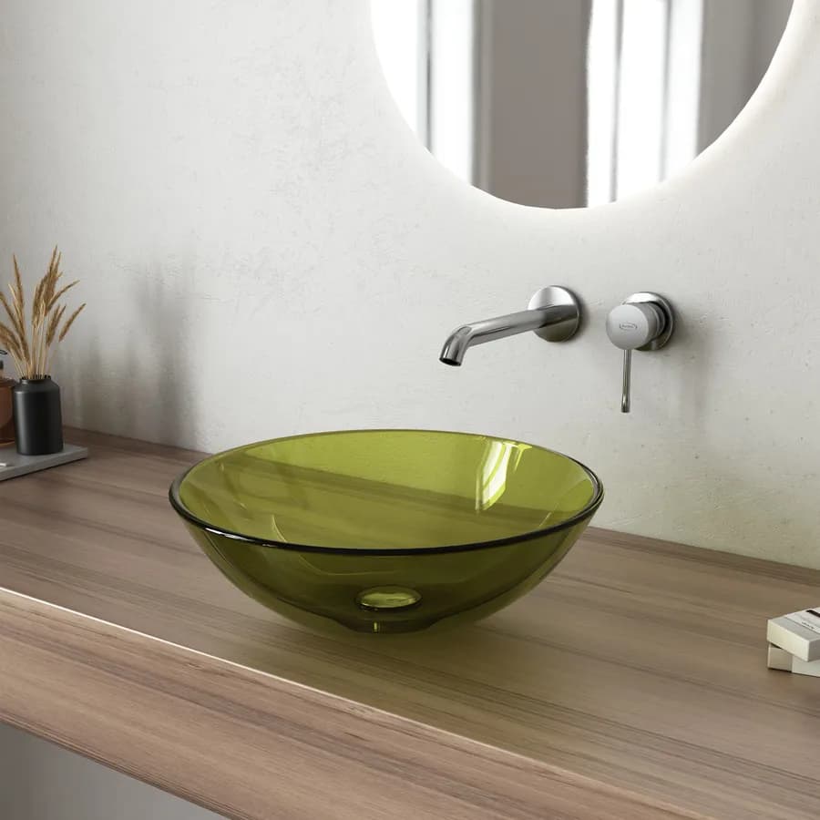 Lavabo da appoggio Ø 39 cm in vetro verde bosco - Esme