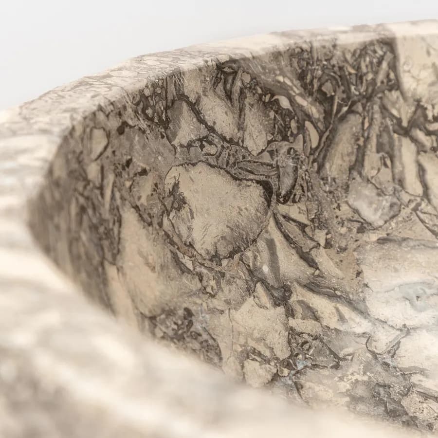Lavabo da appoggio 40-50 cm in marmo martellato grigio chiaro - Artizan