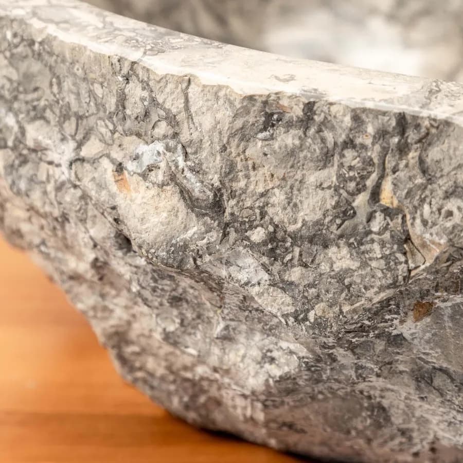 Lavabo da appoggio 40-50 cm in marmo martellato grigio chiaro - Artizan