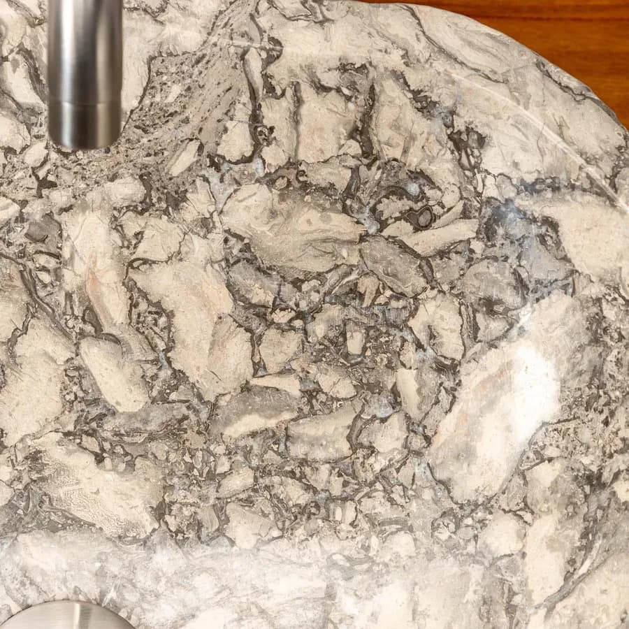 Lavabo da appoggio 40-50 cm in marmo martellato grigio chiaro - Artizan