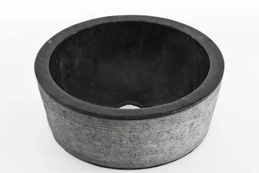 Lavabo da appoggio 40 cm in marmo nero e grigio - Artizan