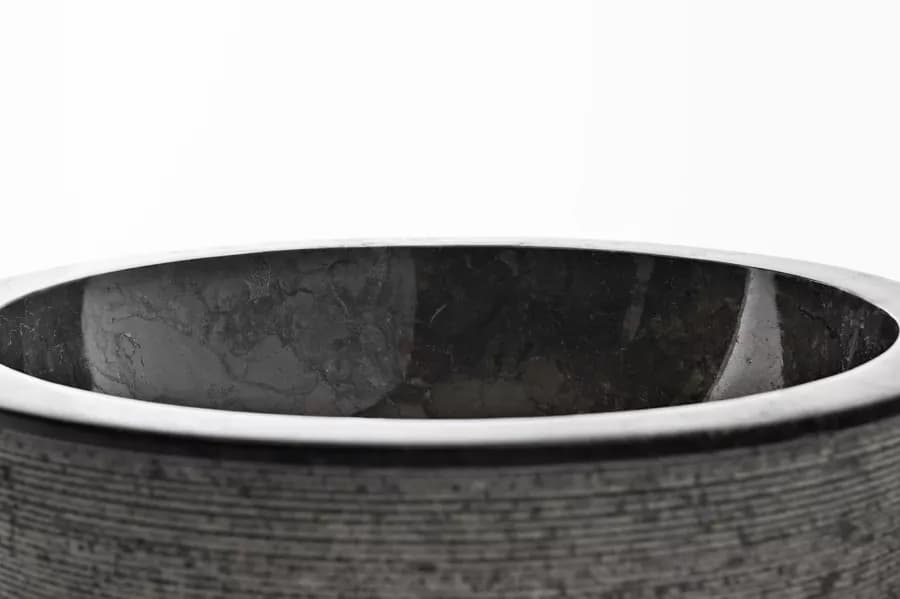 Lavabo da appoggio 40 cm in marmo nero e grigio - Artizan