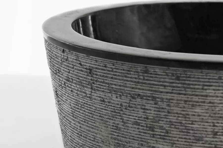 Lavabo da appoggio 40 cm in marmo nero e grigio - Artizan