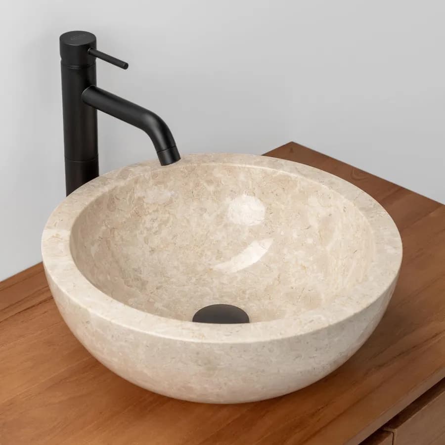 Lavabo da appoggio 40 cm marmo lucido crema - Artizan