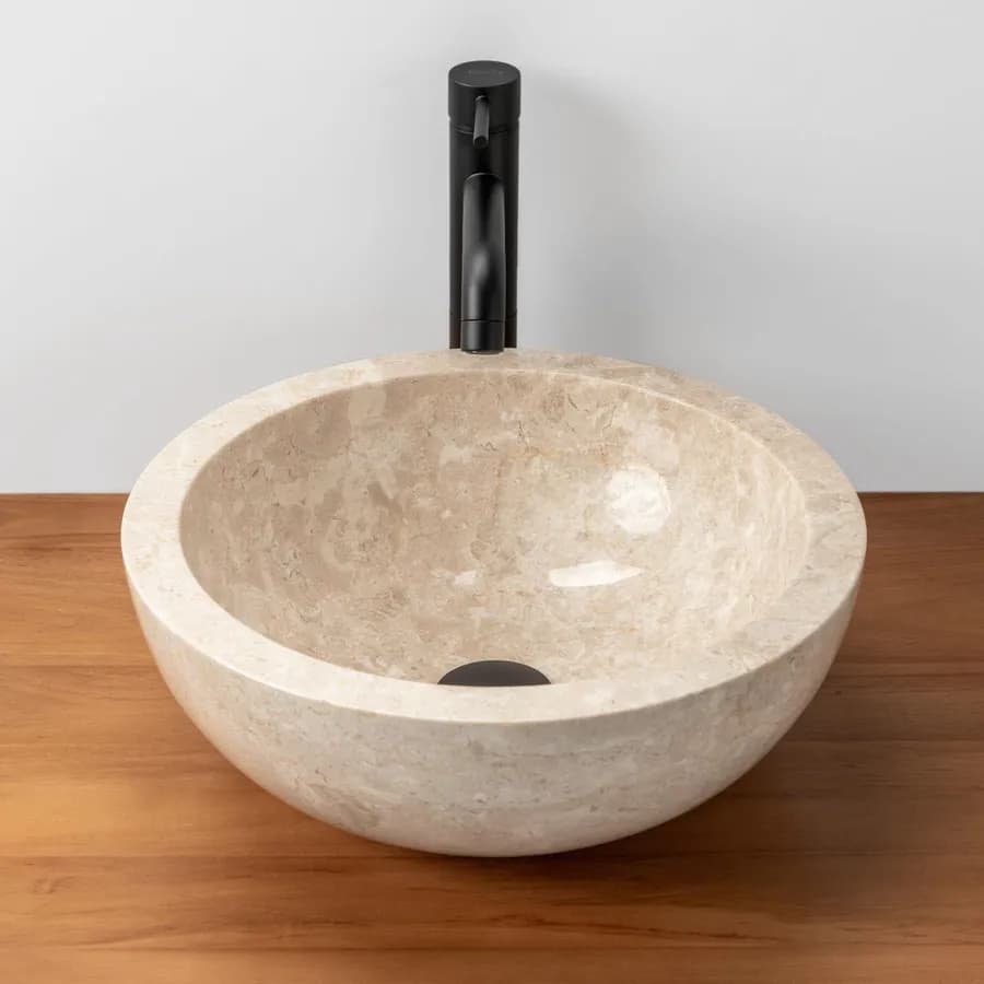 Lavabo da appoggio 40 cm marmo lucido crema - Artizan