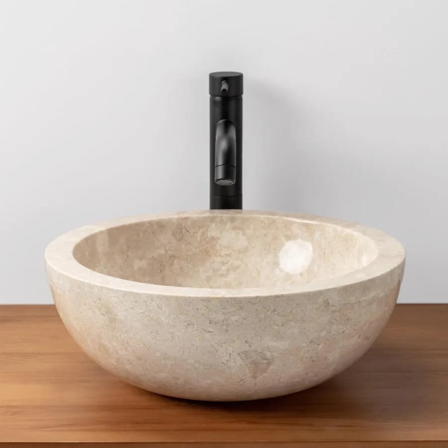 Lavabo da appoggio 40 cm marmo lucido crema - Artizan