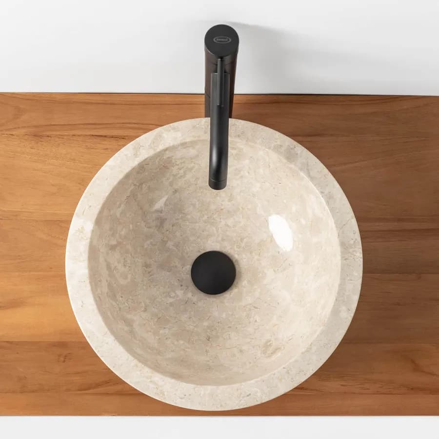 Lavabo da appoggio 40 cm marmo lucido crema - Artizan