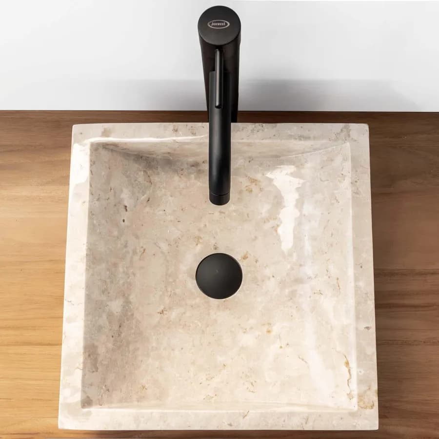 Lavabo da appoggio 40x40 cm in marmo crema lucido - Artizan