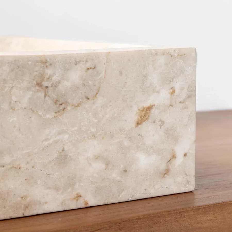 Lavabo da appoggio 40x40 cm in marmo crema lucido - Artizan