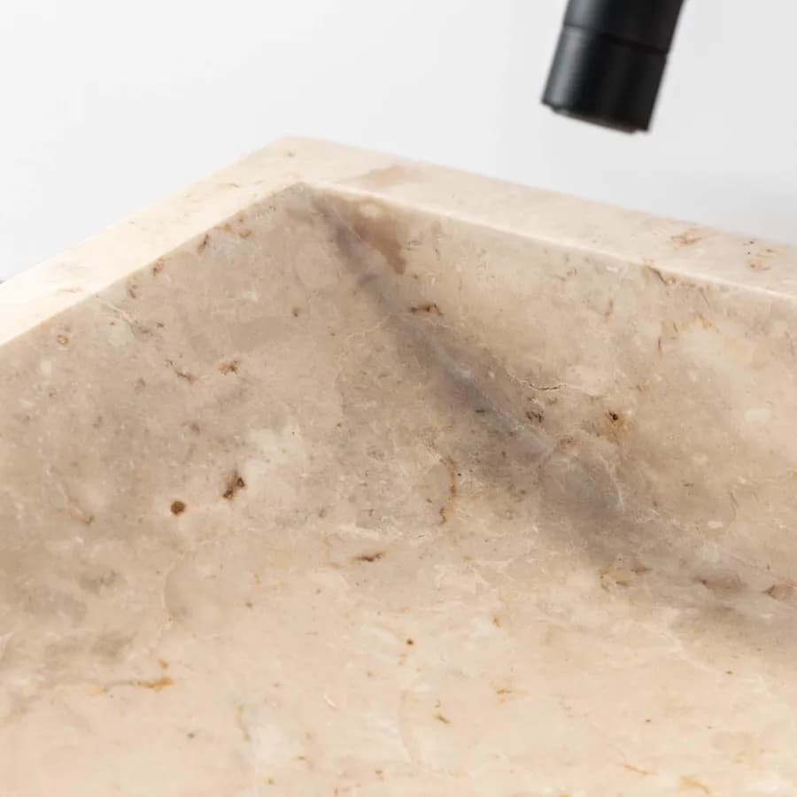 Lavabo da appoggio 40x40 cm in marmo crema lucido - Artizan