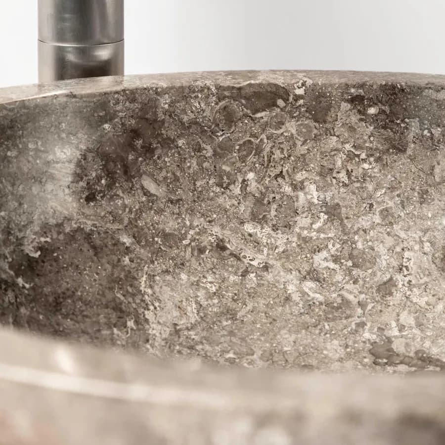 Lavabo da appoggio 45 cm in marmo lucido grigio - Artizan