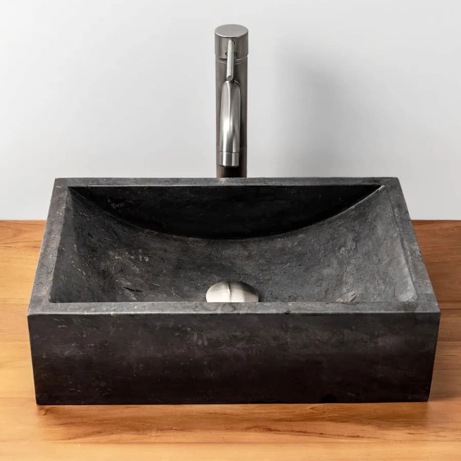Lavabo da appoggio 45x30 cm in marmo levigato nero - Artizan