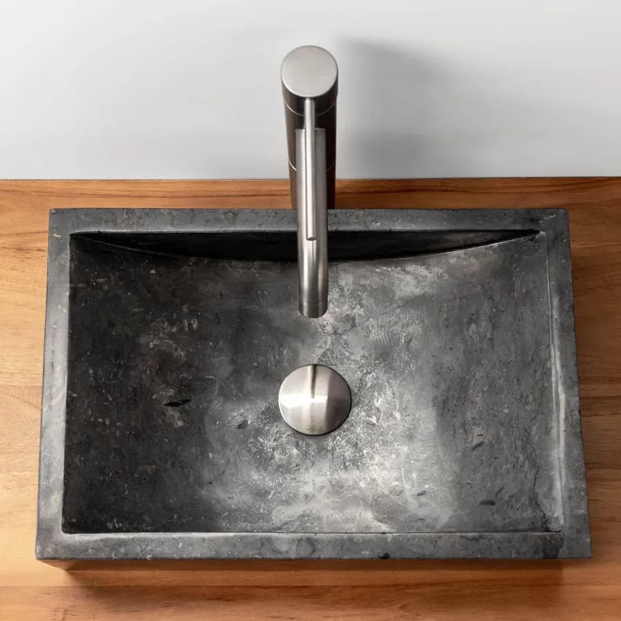 Lavabo da appoggio 45x30 cm in marmo levigato nero - Artizan