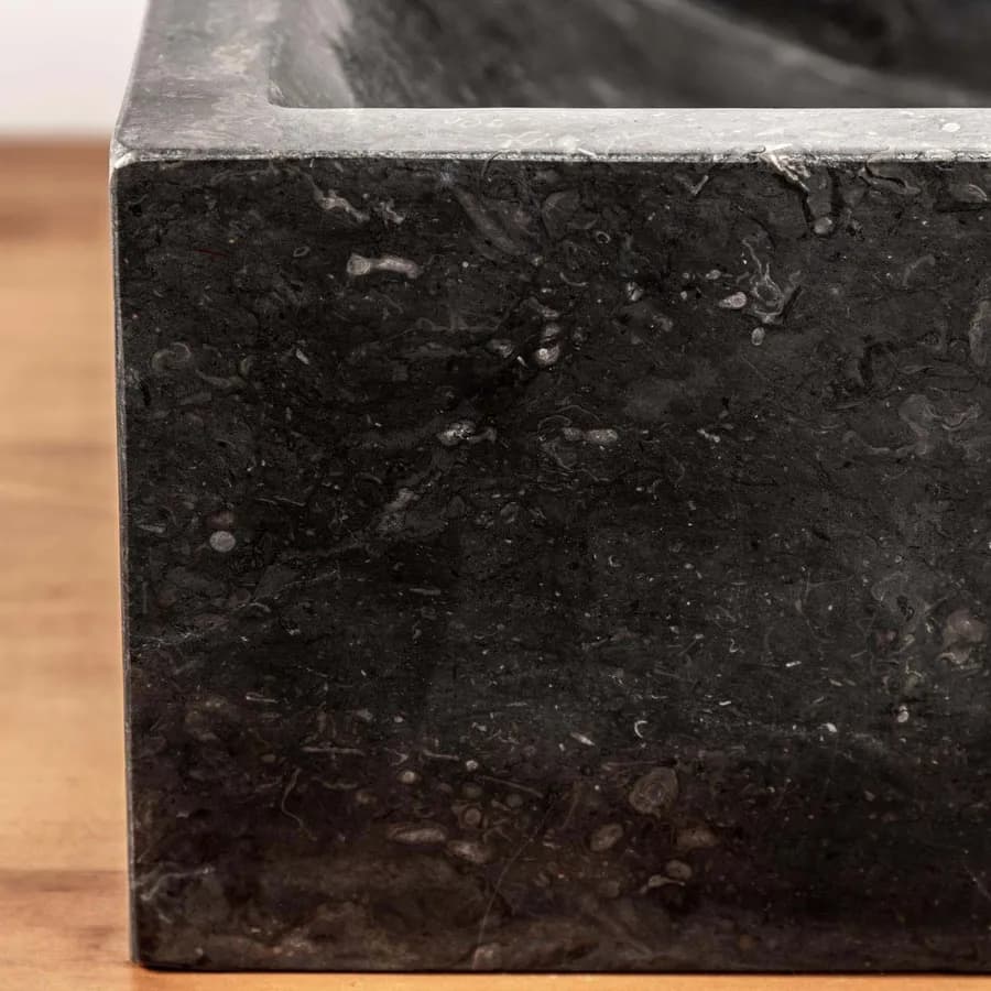 Lavabo da appoggio 45x30 cm in marmo levigato nero - Artizan