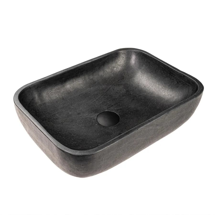 Lavabo da appoggio 45x35 cm in pietra nero satinato - Artizan