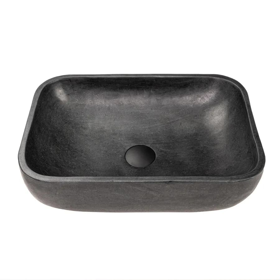 Lavabo da appoggio 45x35 cm in pietra nero satinato - Artizan