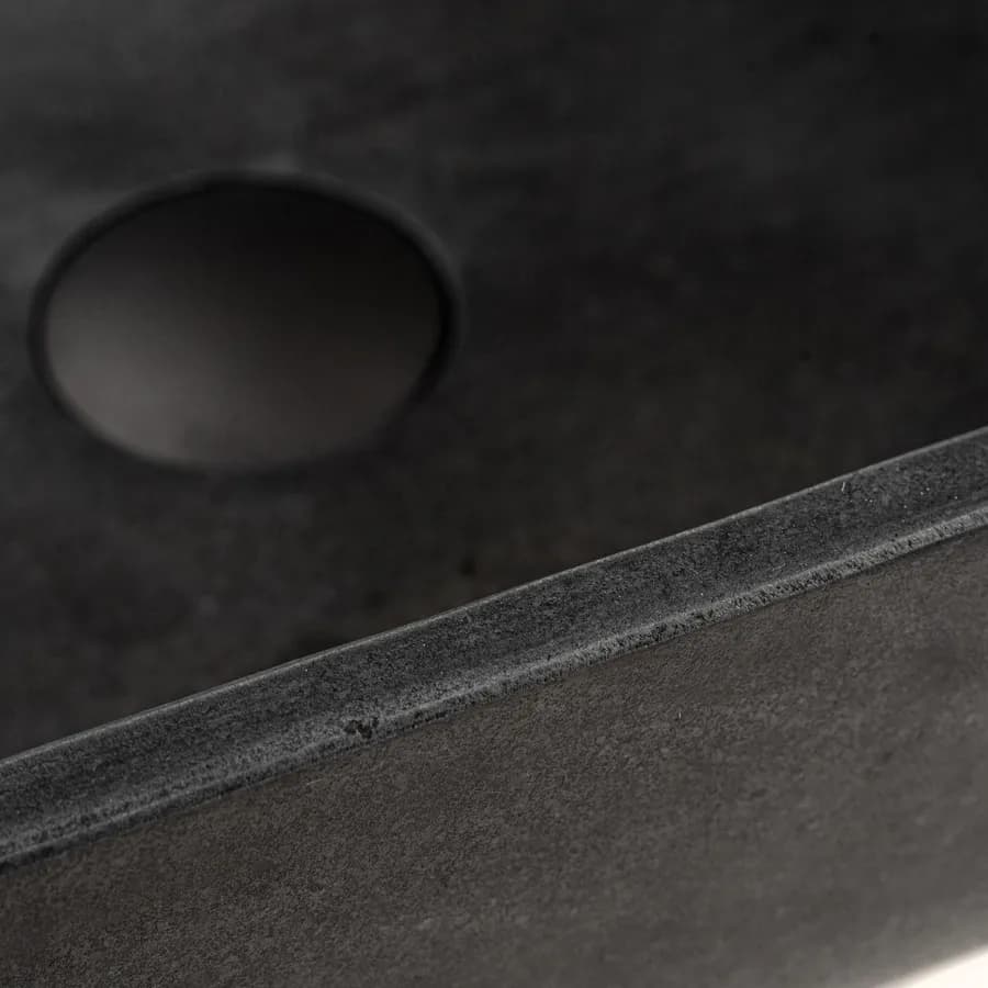 Lavabo da appoggio 45x35 cm in pietra nero satinato - Artizan