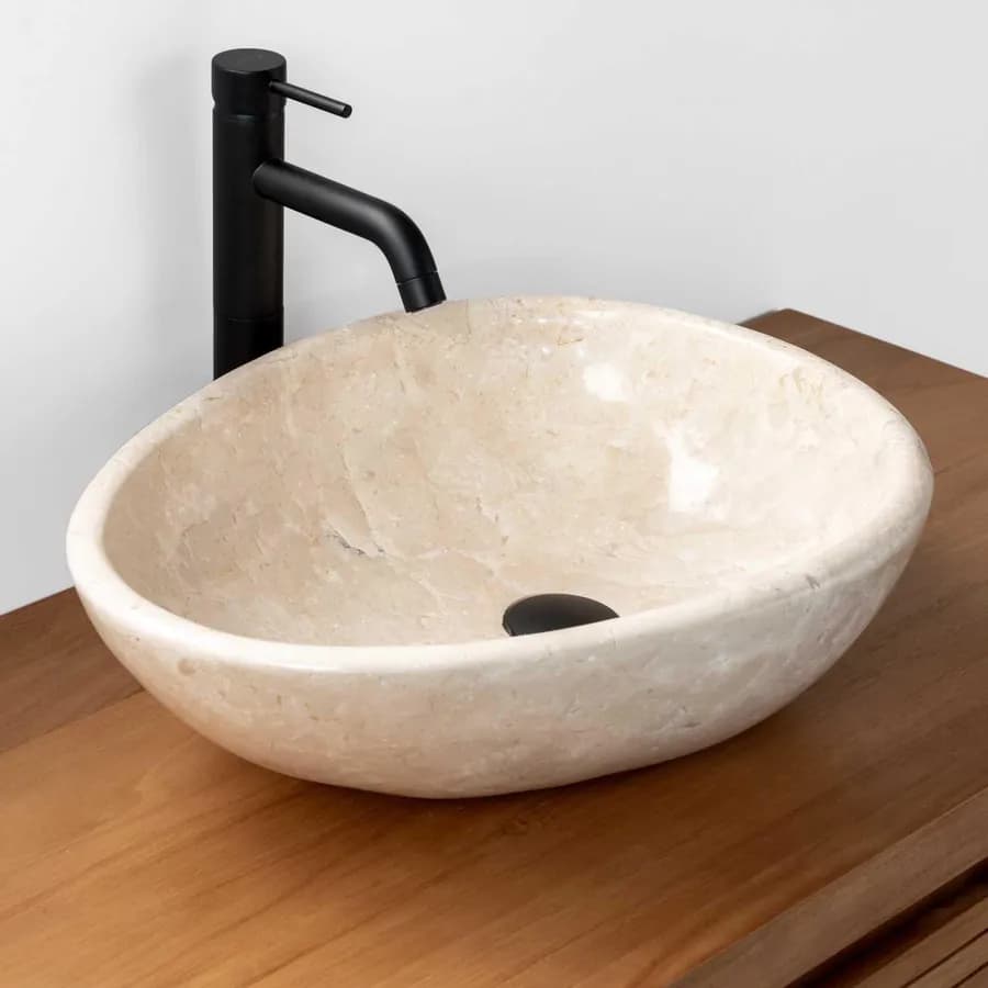 Lavabo da appoggio 50x40 cm in marmo lucido crema - Artizan