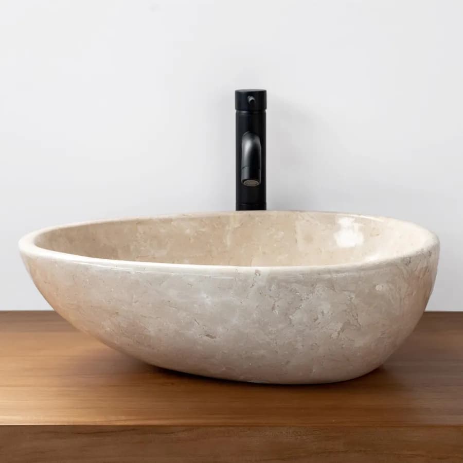 Lavabo da appoggio 50x40 cm in marmo lucido crema - Artizan
