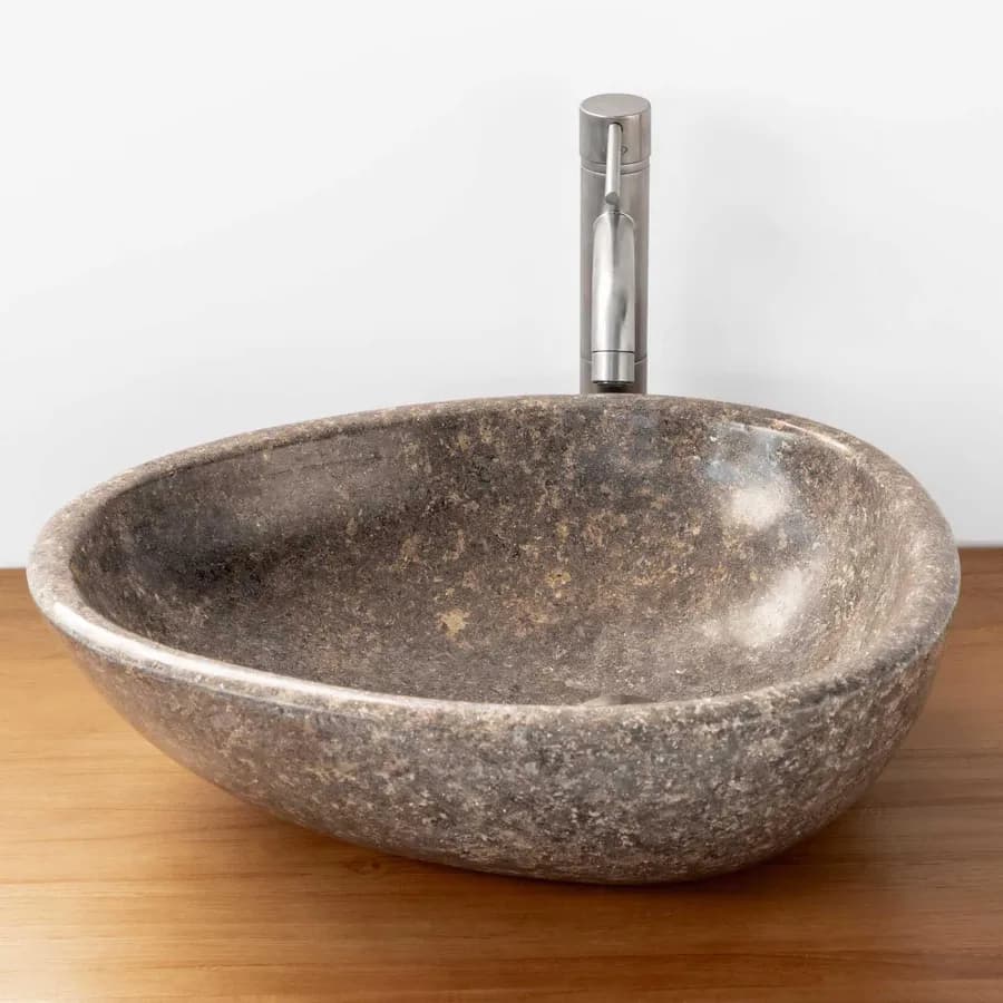 Lavabo da appoggio 50x40 cm in marmo lucido grigio - Artizan