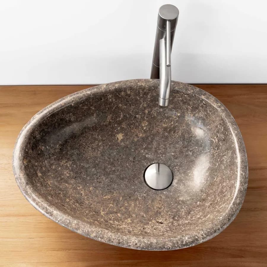 Lavabo da appoggio 50x40 cm in marmo lucido grigio - Artizan