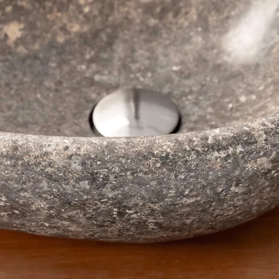 Lavabo da appoggio 50x40 cm in marmo lucido grigio - Artizan