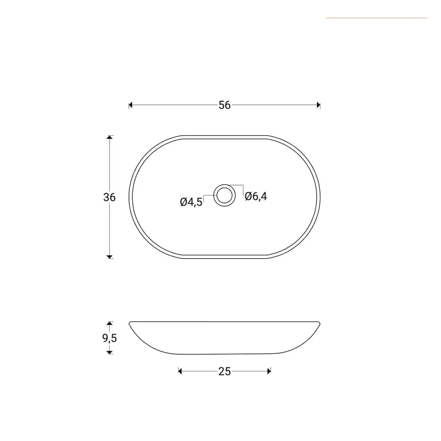 Lavabo da appoggio 56 x 36 cm in vetro antracite - Esme
