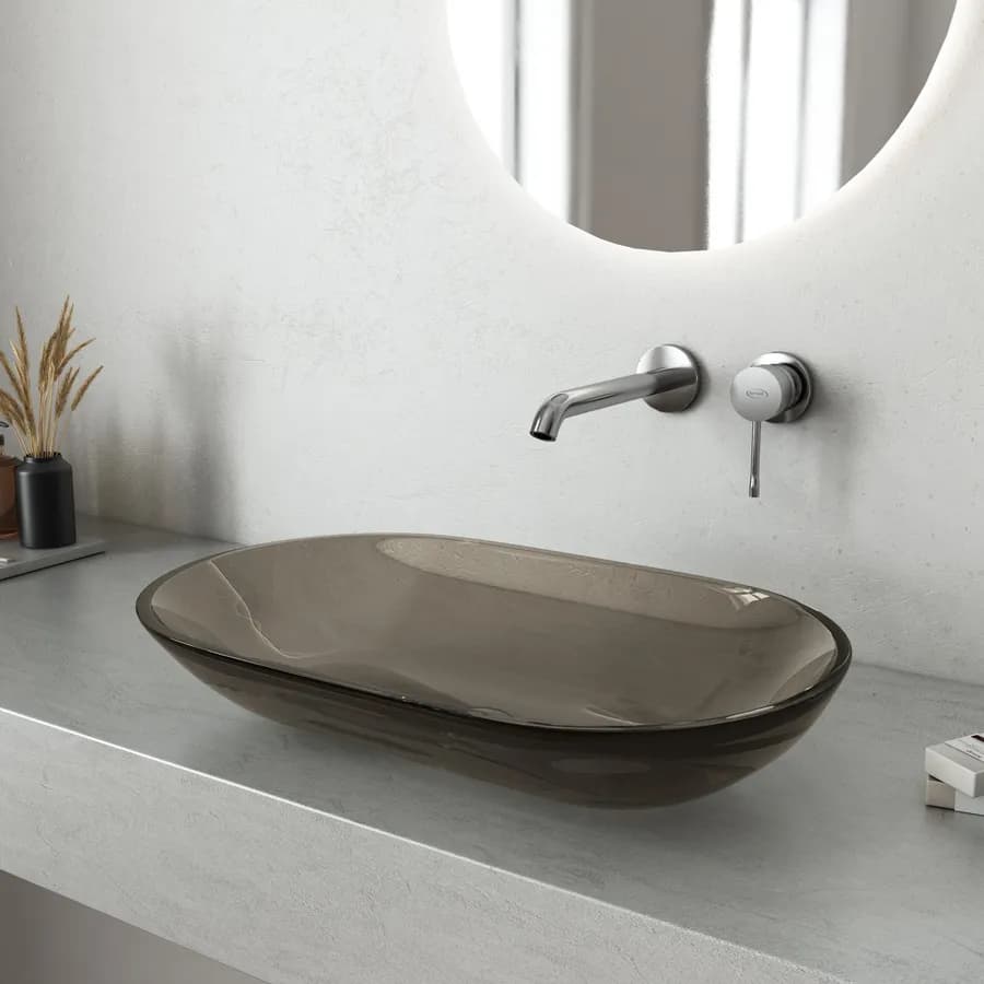 Lavabo da appoggio 56 x 36 cm in vetro marrone - Esme