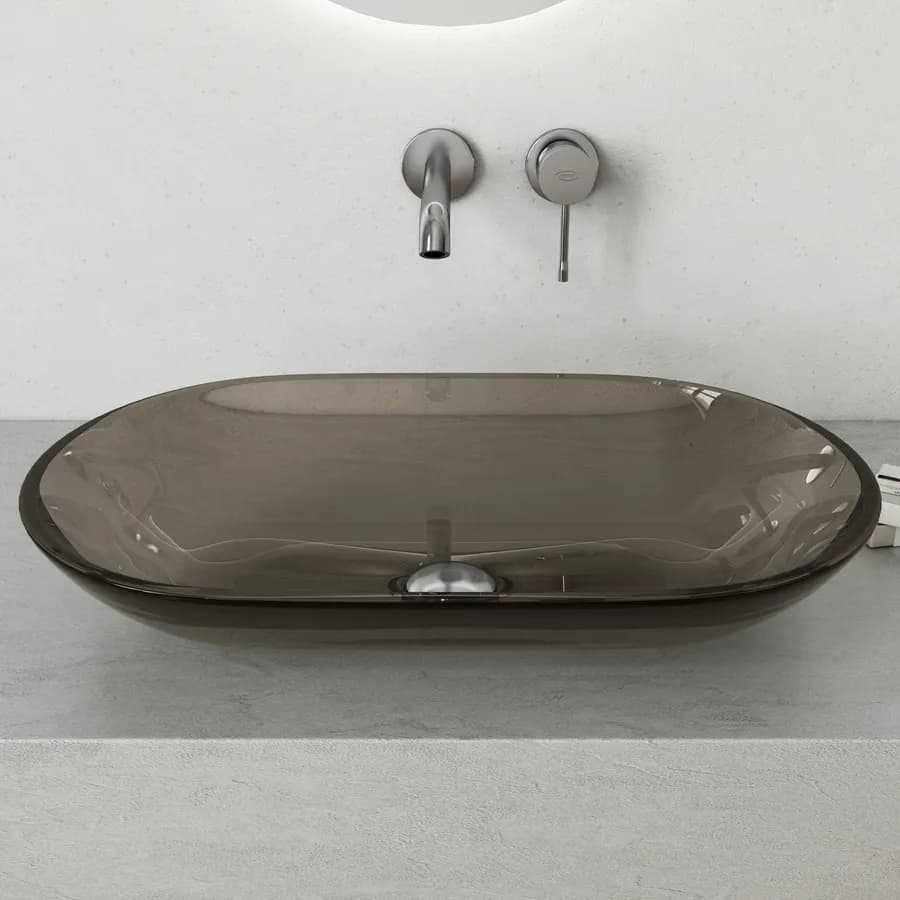 Lavabo da appoggio 56 x 36 cm in vetro marrone - Esme