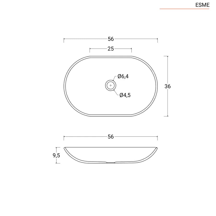 Lavabo da appoggio 56 x 36 cm in vetro marrone - Esme