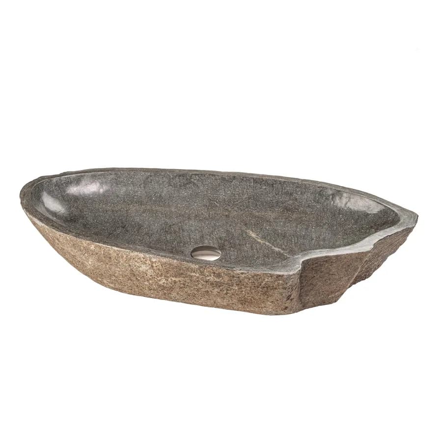 Lavabo da appoggio 60-70 cm in pietra naturale grigio antracite - Artizan