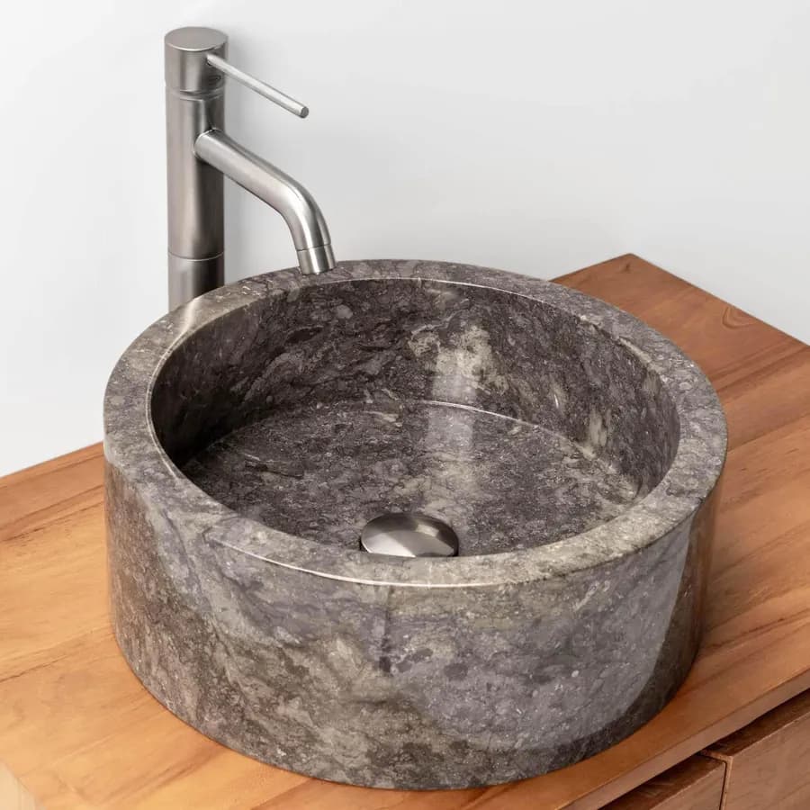 Lavabo da appoggio 40 cm in marmo grigio chiaro - Artizan