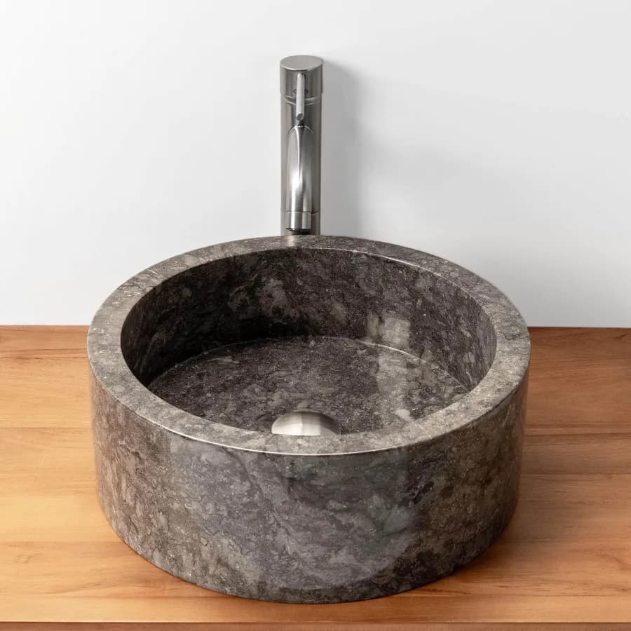 Lavabo da appoggio 40 cm in marmo grigio chiaro - Artizan