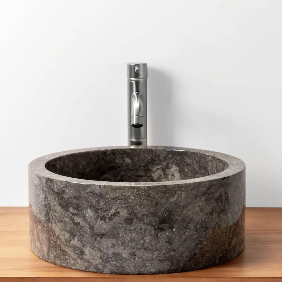 Lavabo da appoggio 40 cm in marmo grigio chiaro - Artizan
