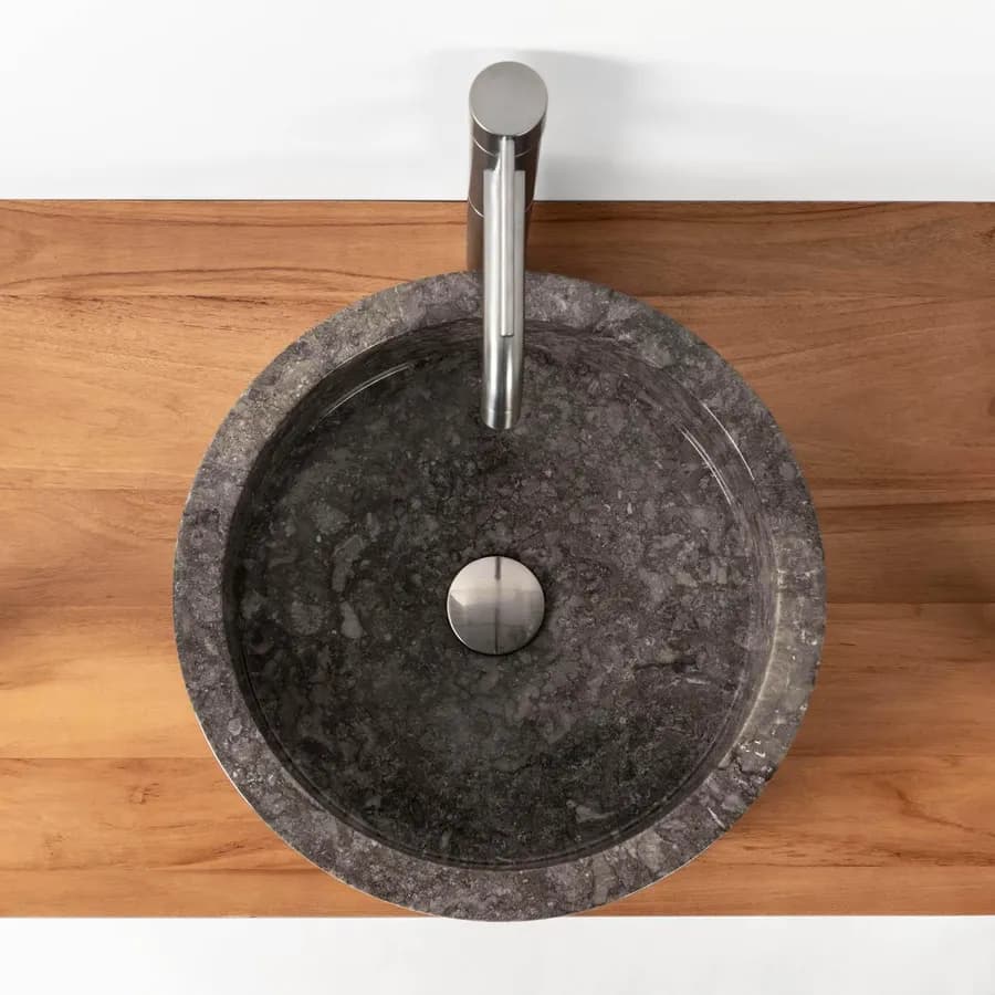 Lavabo da appoggio 40 cm in marmo grigio chiaro - Artizan
