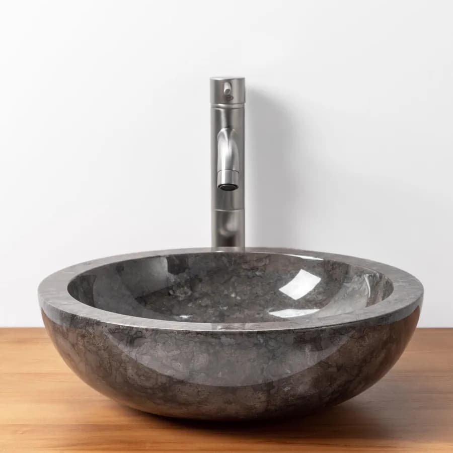 Lavabo da appoggio 40 cm in marmo semilucido nero - Artizan