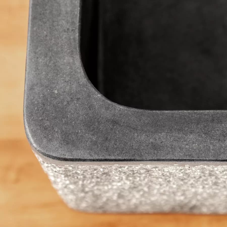 Lavabo da appoggio 40x30 cm in marmo martellato nero e grigio - Artizan