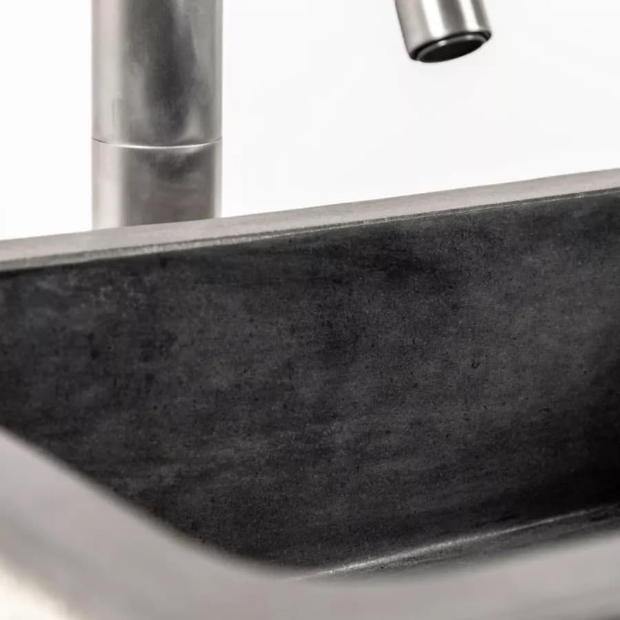 Lavabo da appoggio 40x30 cm in marmo martellato nero e grigio - Artizan