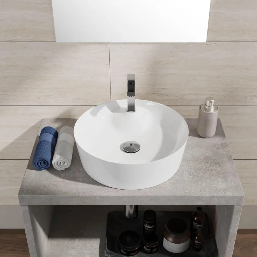 Lavabo da appoggio soprapiano tondo 43 cm in ceramica