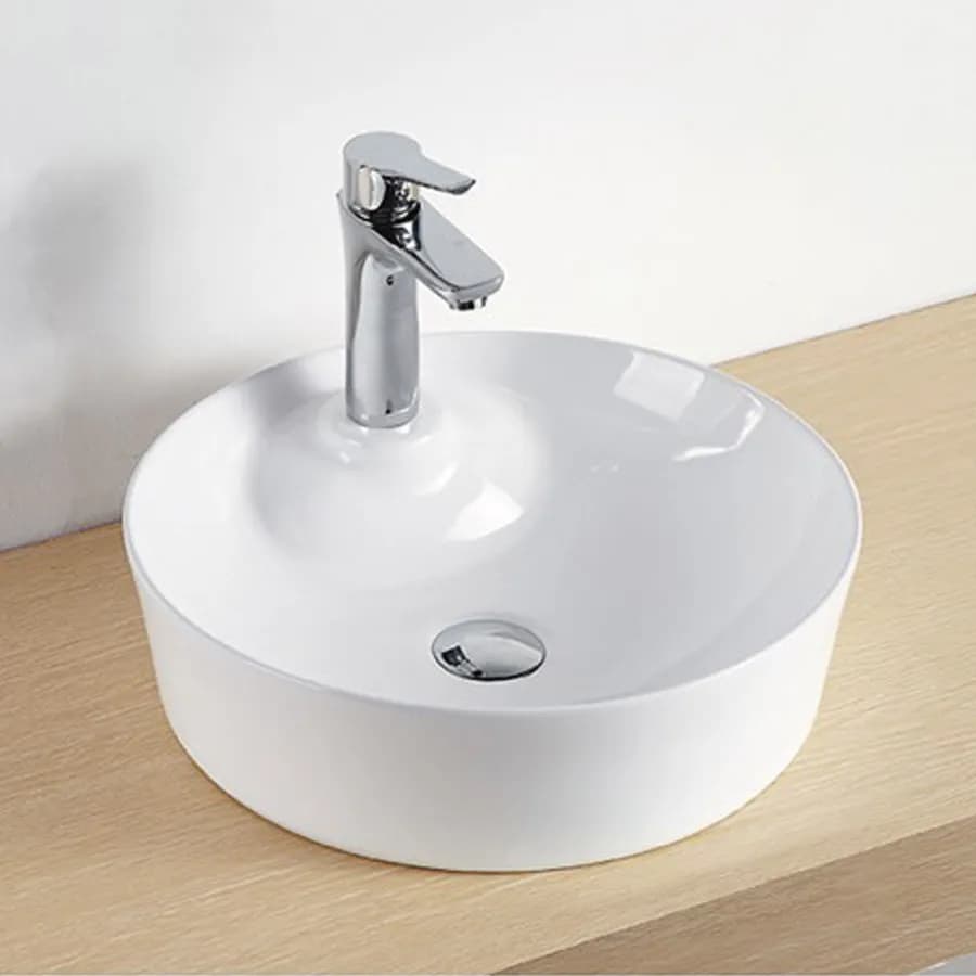 Lavabo da appoggio soprapiano tondo 43 cm in ceramica