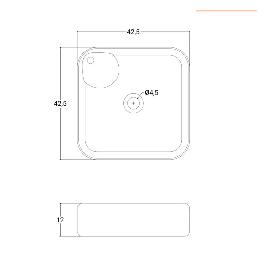 Lavabo da appoggio squadrato 40 cm in ceramica arredo moderno