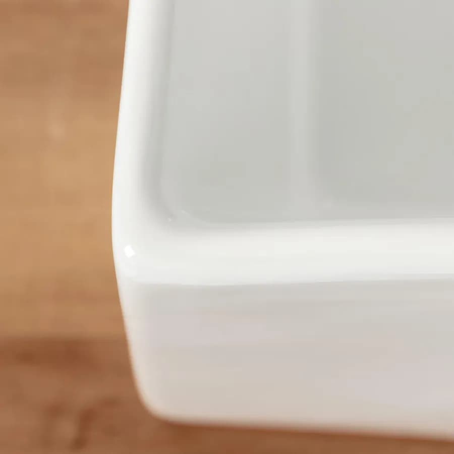 Lavabo da appoggio squadrato 41 cm in ceramica bianco lucido monoforo